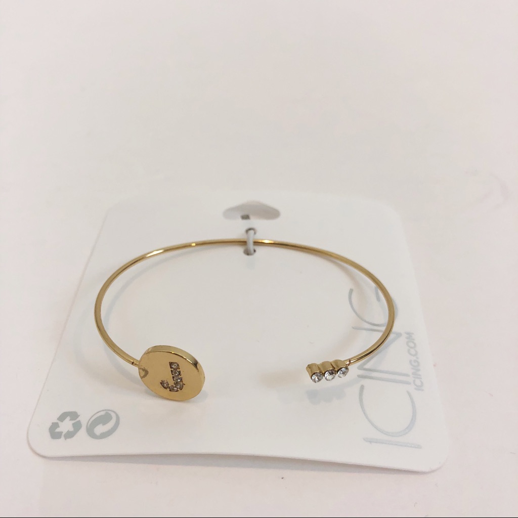 J Initial Bangle Bracelet